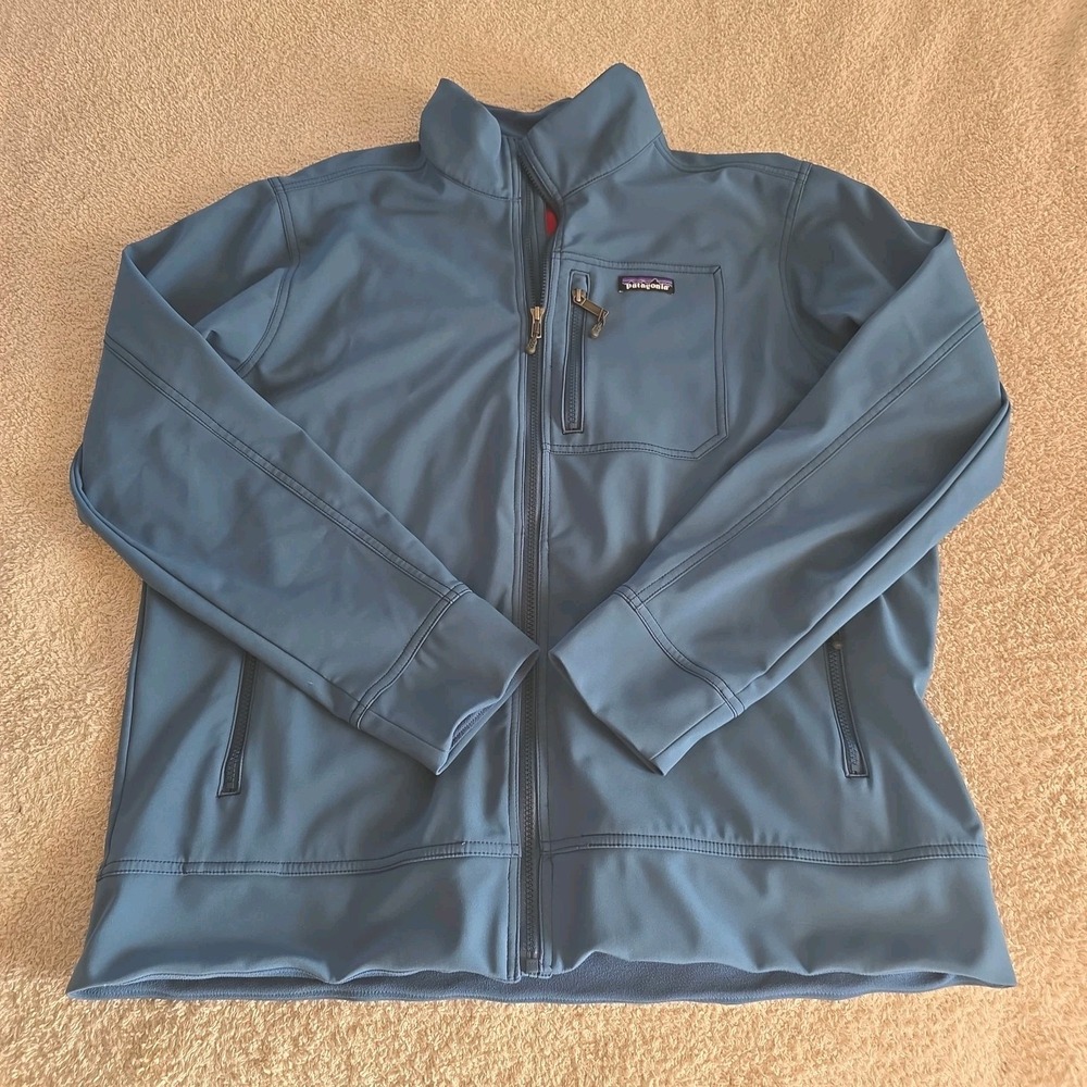 Patagonia Men's Sidesend Jacket Blue Softshell Water & Wind Resistant Sz XL